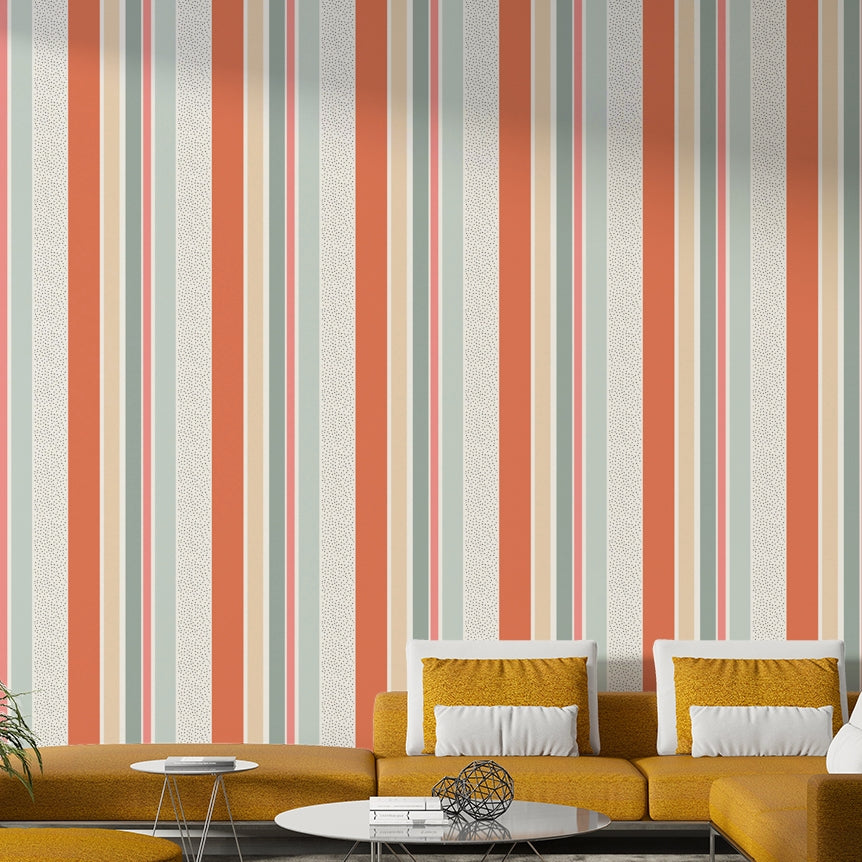 Pastel striped wallpaper with a lively summer vibe

