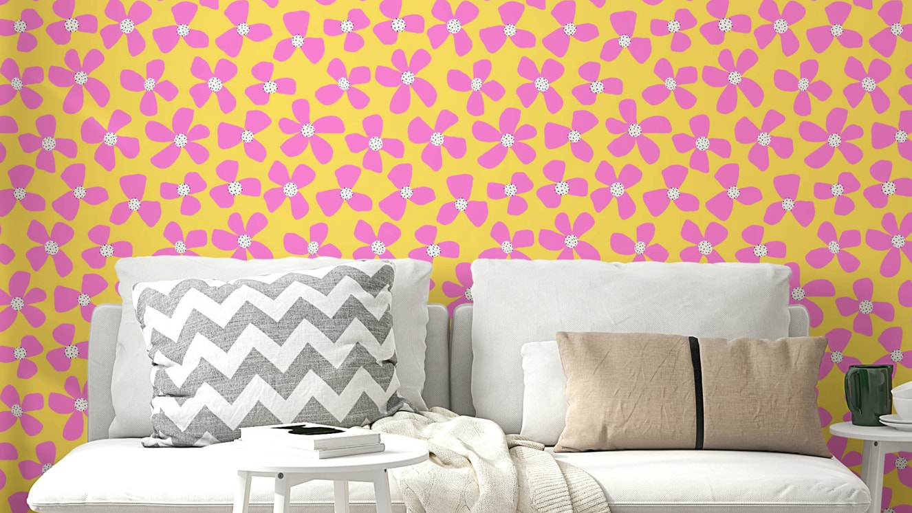 Bold summer blooms wallpaper with lush flowers

