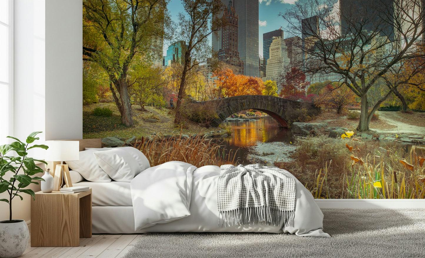 Manhattan's Autumn Embrace Wall Mural