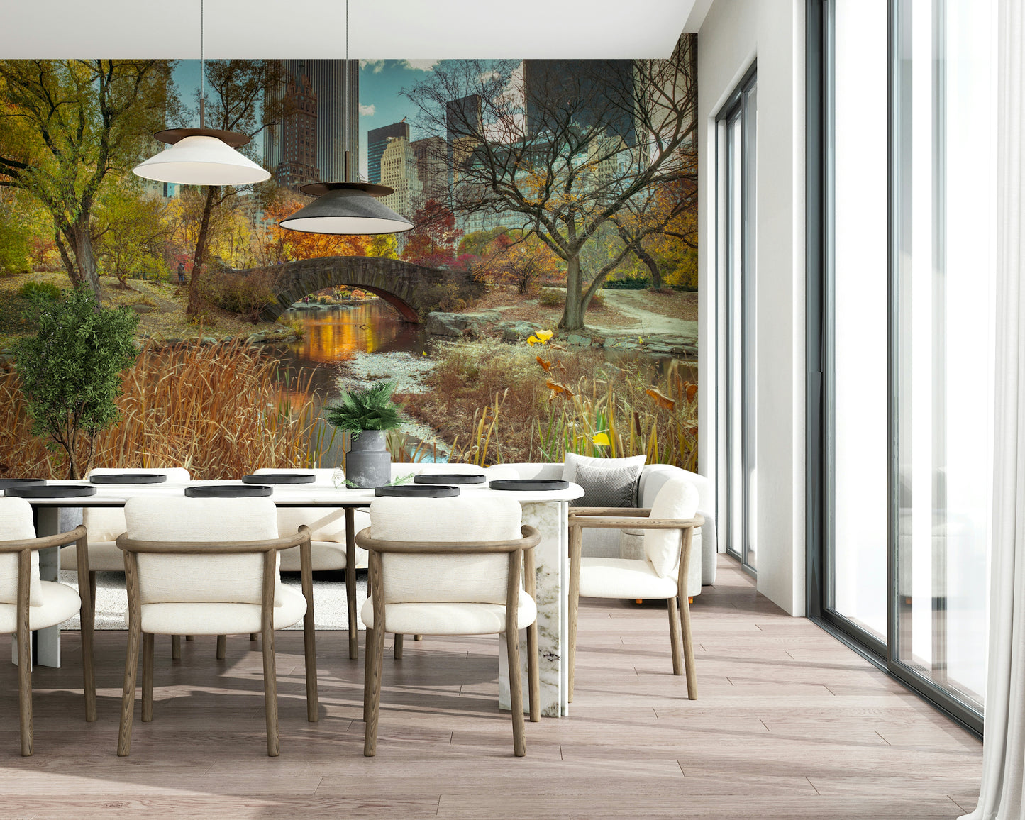 Manhattan's Autumn Embrace Wall Mural