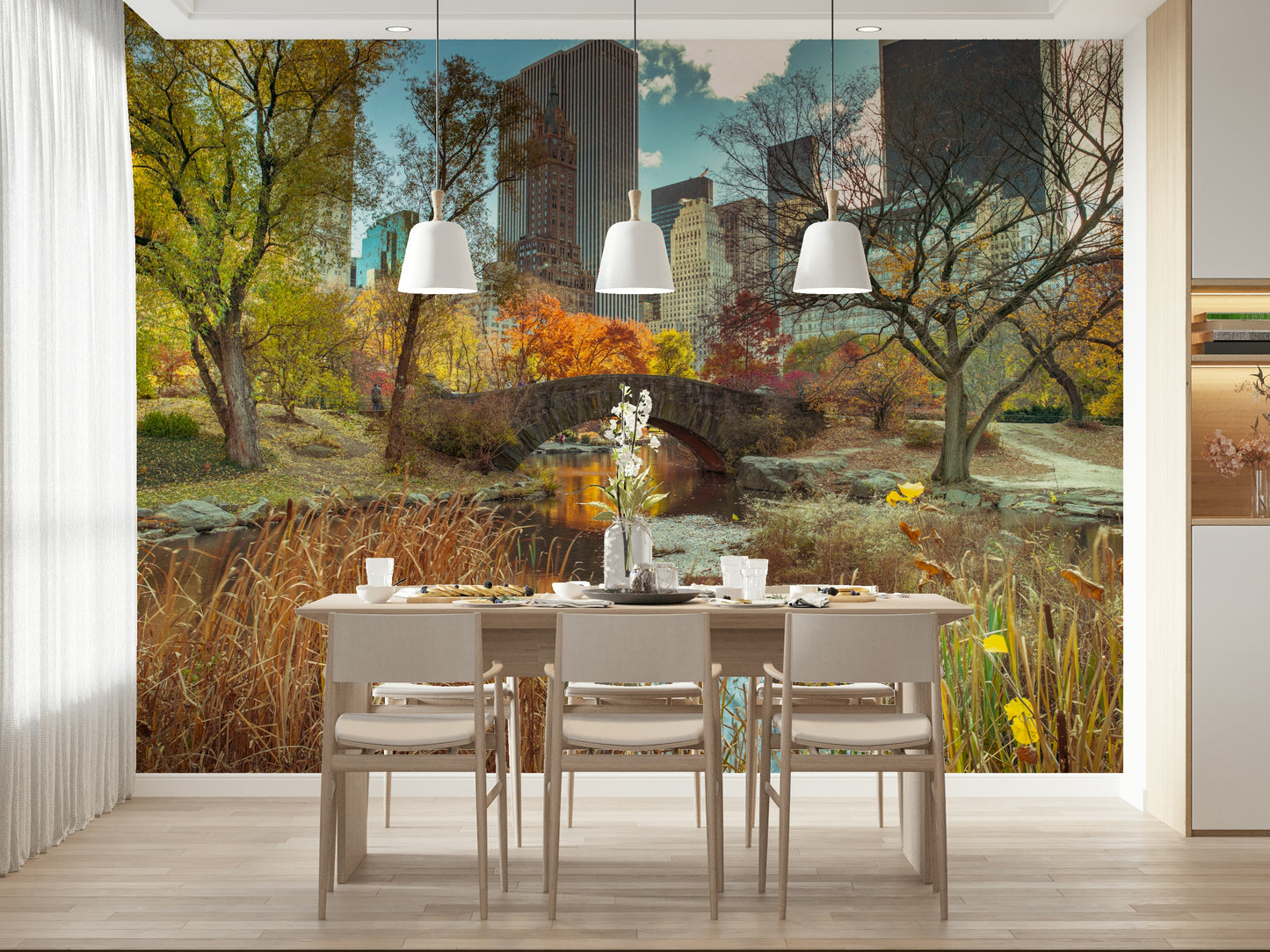 Manhattan's Autumn Embrace Wall Mural