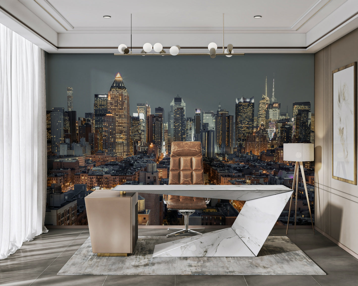 Add the energy of New York City's nightscape to your space with this mural.

