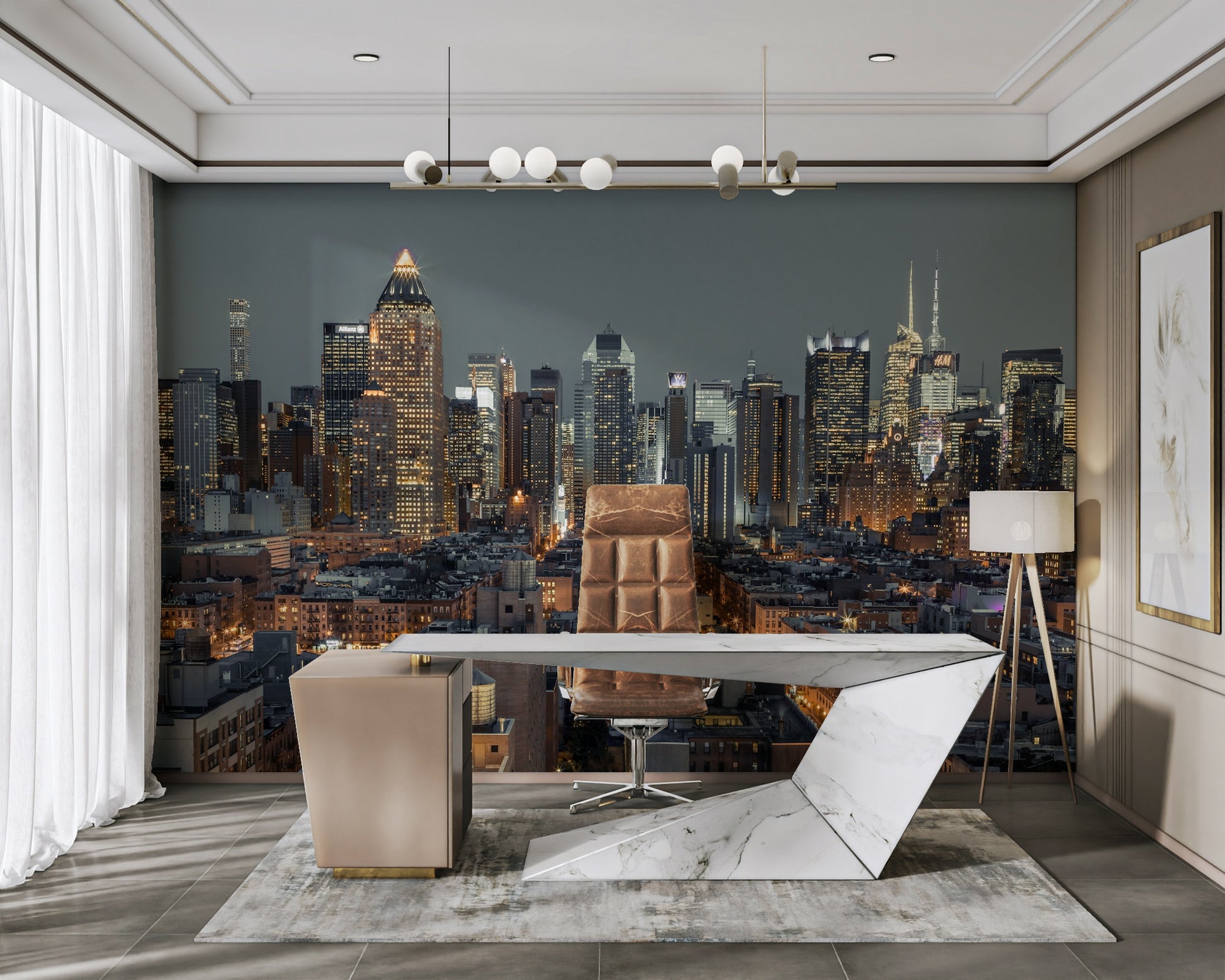 Add the energy of New York City's nightscape to your space with this mural.

