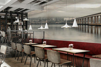 Wall mural of bridge reflection over calm water

