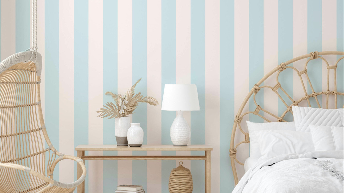 Stylish blue and beige wallpaper with modern lines

