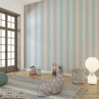 Contemporary vertical stripes in beige and baby blue

