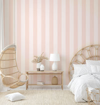 Light pink and beige striped mural for modern decor

