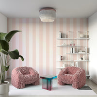 Soft pink and beige wallpaper with modern stripes

