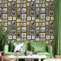 Mustard fantasy wallpaper with dragons and animals

