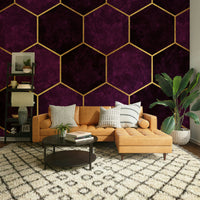 Contemporary geometric wall mural with luxury accents

