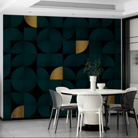 Classic mid-century mural design in dark jewel tones

