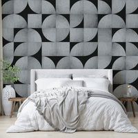 Abstract geometric concrete mosaic wall mural for modern spaces


