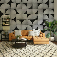 Elegant concrete mosaic mural with mid-century modern flair

