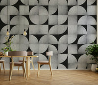 Stylish concrete mosaic mural with mid-century design

