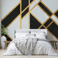 Sophisticated Art Deco black and white mural with intricate details

