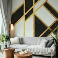 Art Deco-inspired black and white wall mural for stylish interiors

