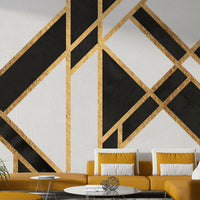 Bold black and white Art Deco wall mural for dramatic décor

