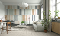 Subtle pastel tile pattern mural for modern spaces

