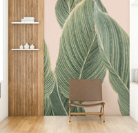 Artistic botanical lines mural for a fresh interior.

