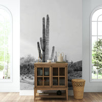 Bold black and white desert cactus wall art.

