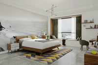 Monochrome California coast mural for modern spaces.

