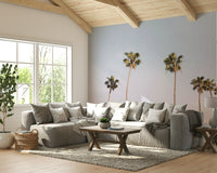 California Dreaming mural creating a serene beach atmosphere.

