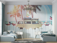 Stylish camper van design wall mural for unique interiors.


