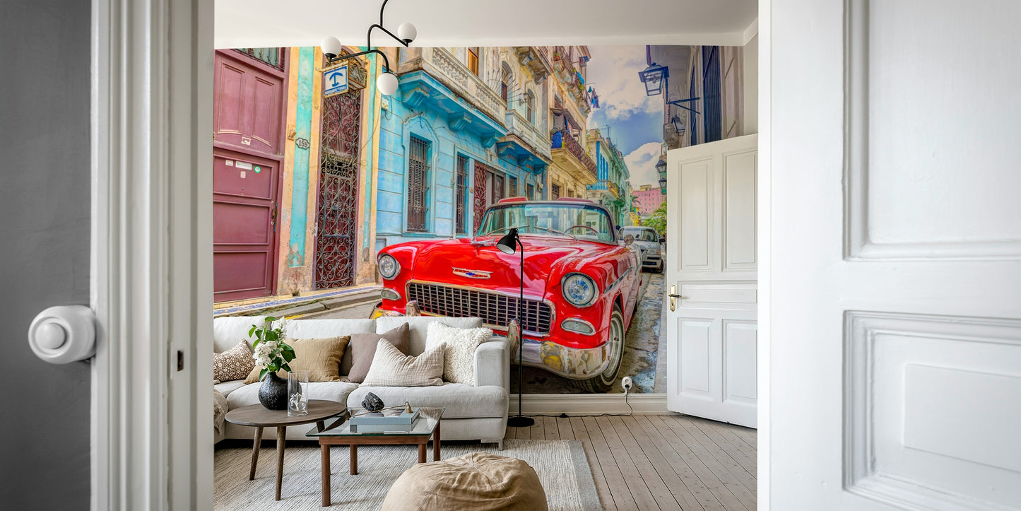 Vibrant Cuban cruise wall mural for tropical home decor

