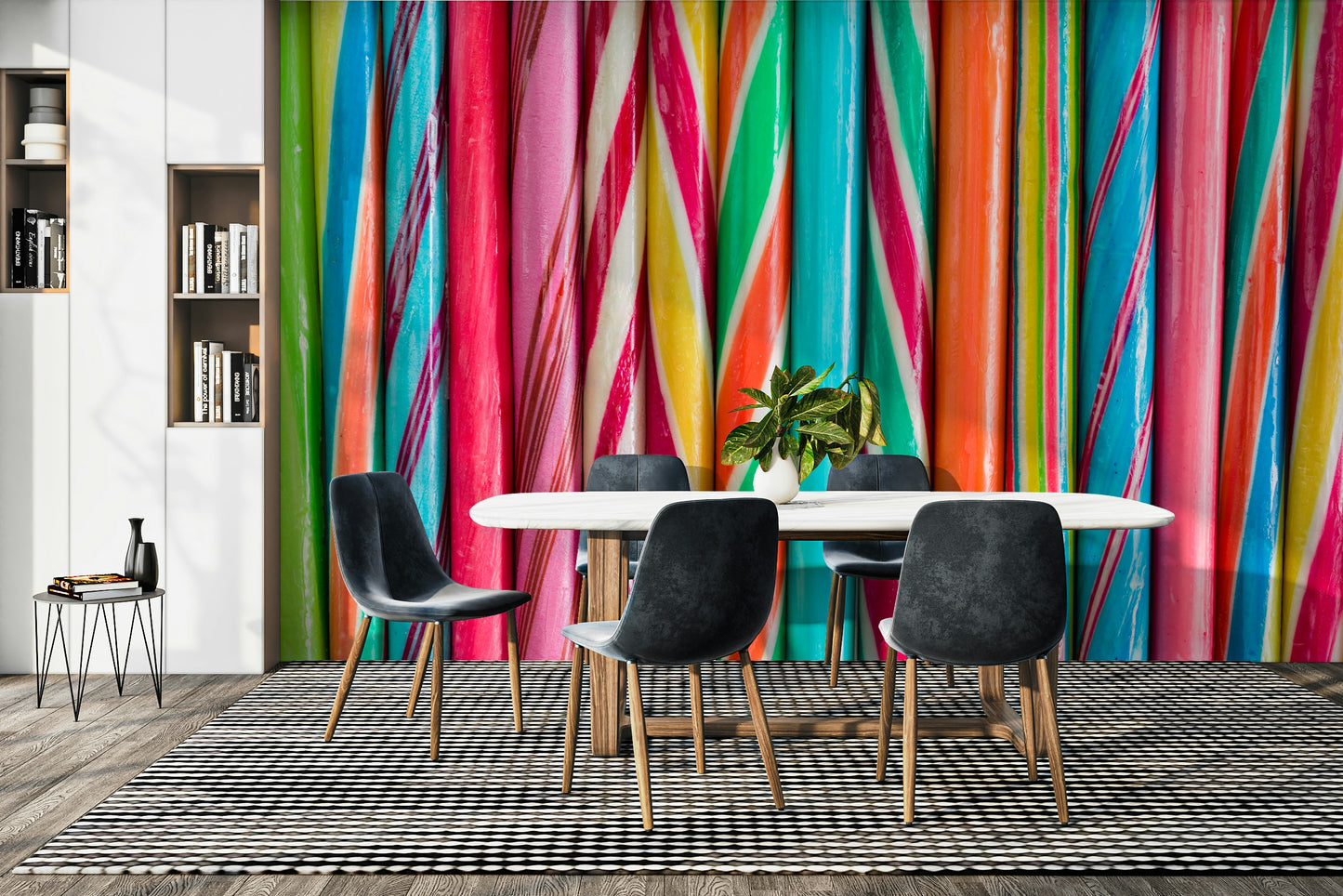 Colorful rock sweets wall mural with vibrant stripes


