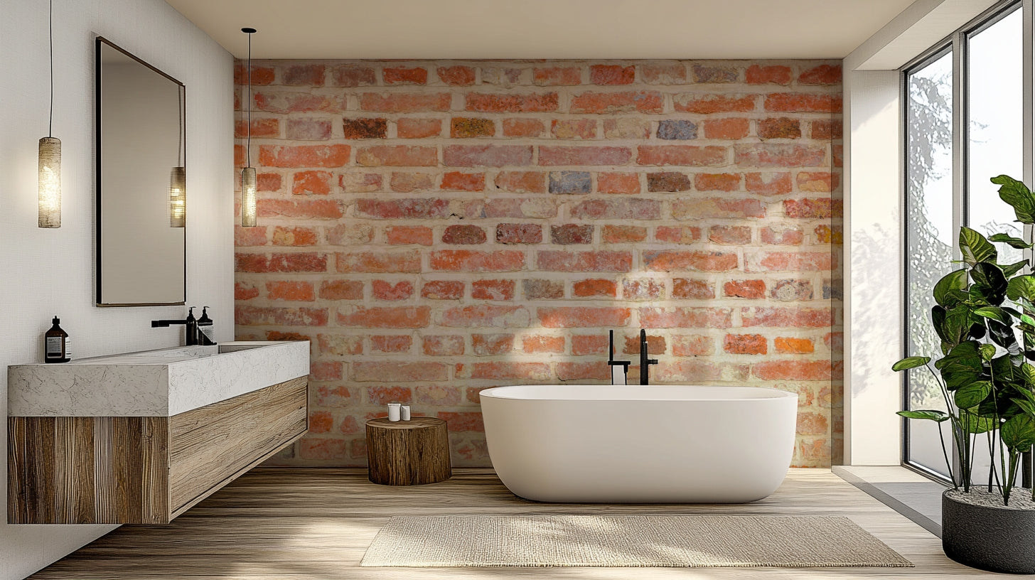 Rustic charm with timeless brick wall mural design

