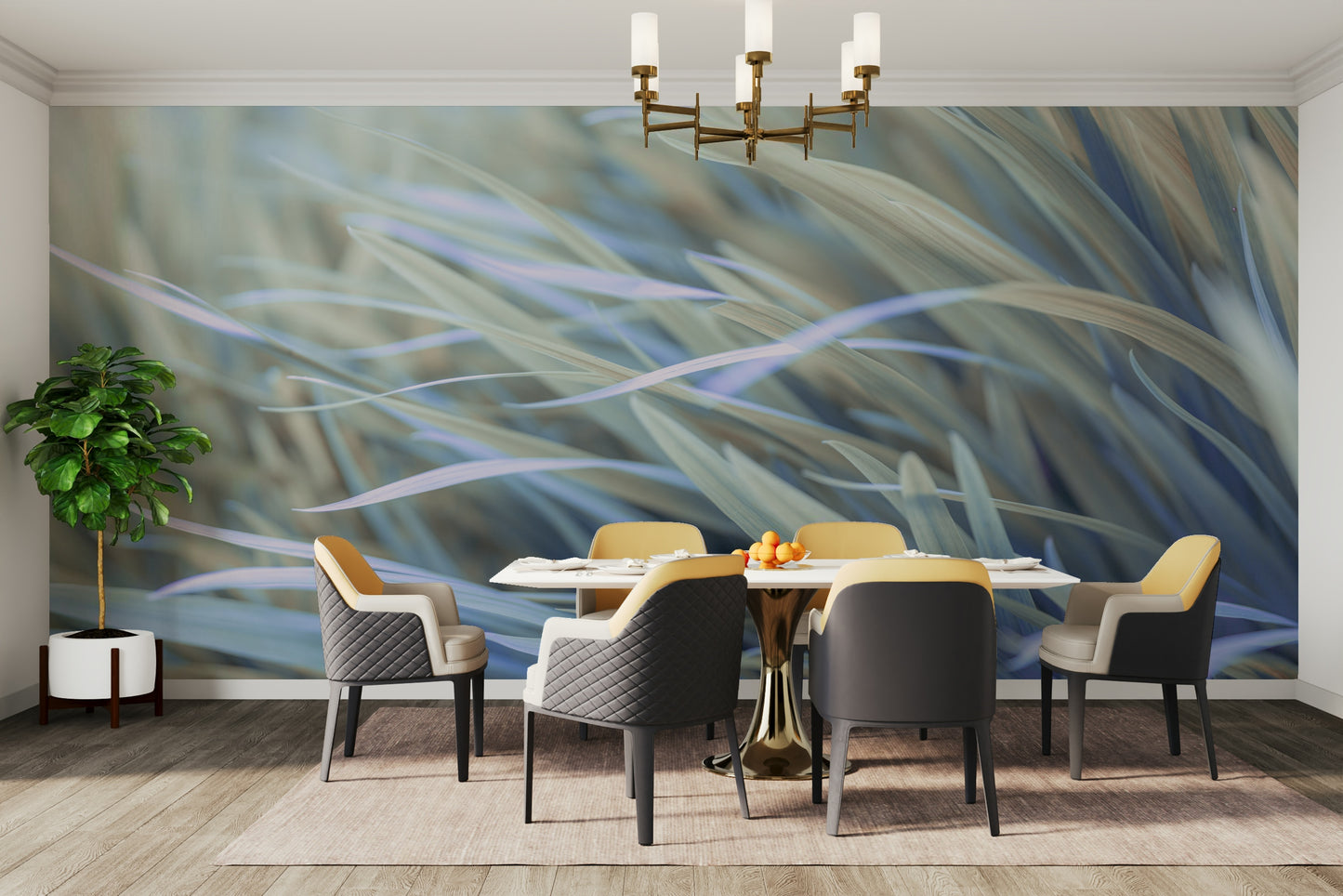 Soft wavy grass design mural for a peaceful vibe

