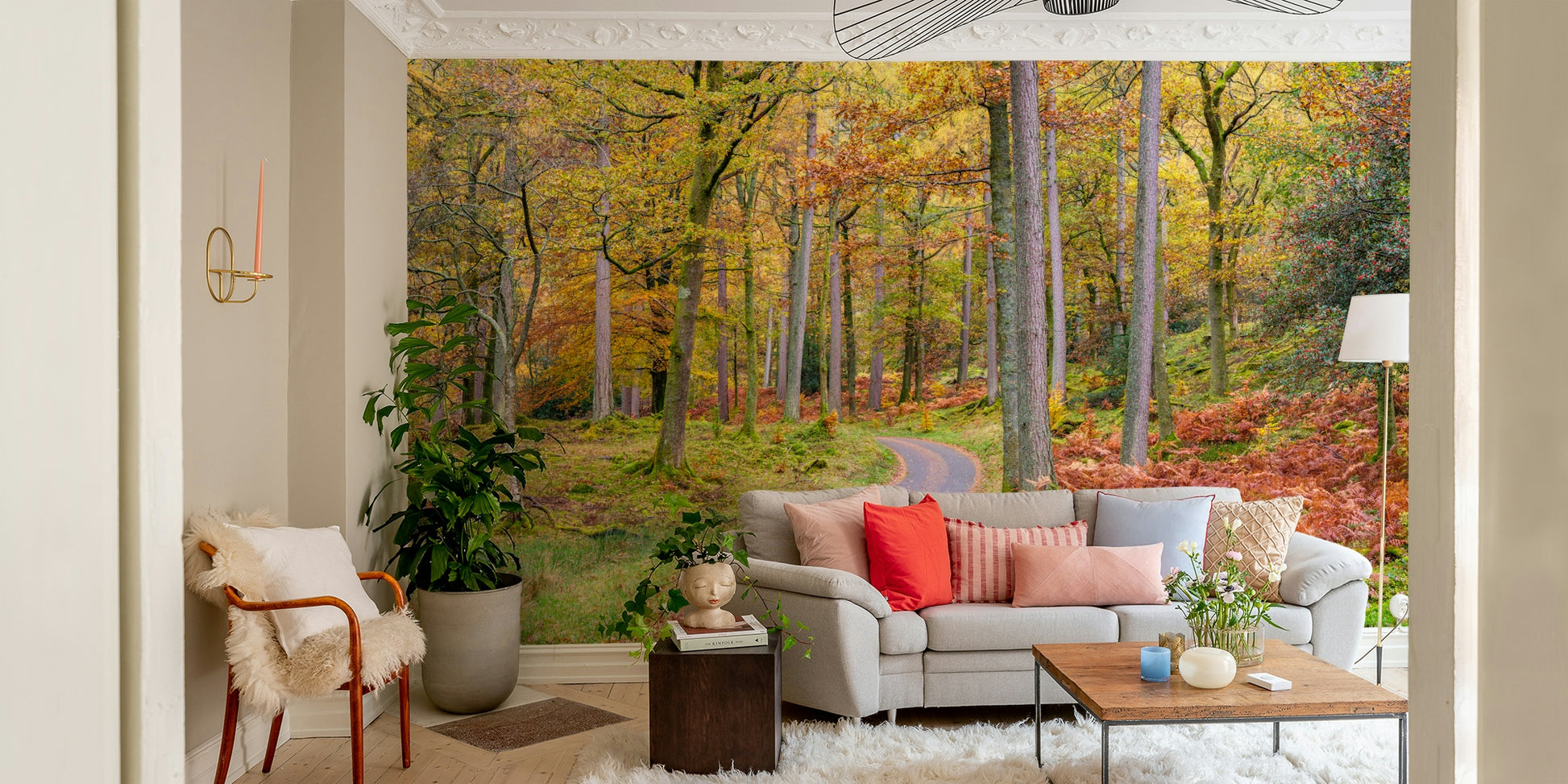 Beautiful Golden Autumn Drive wall art for cozy interiors.

