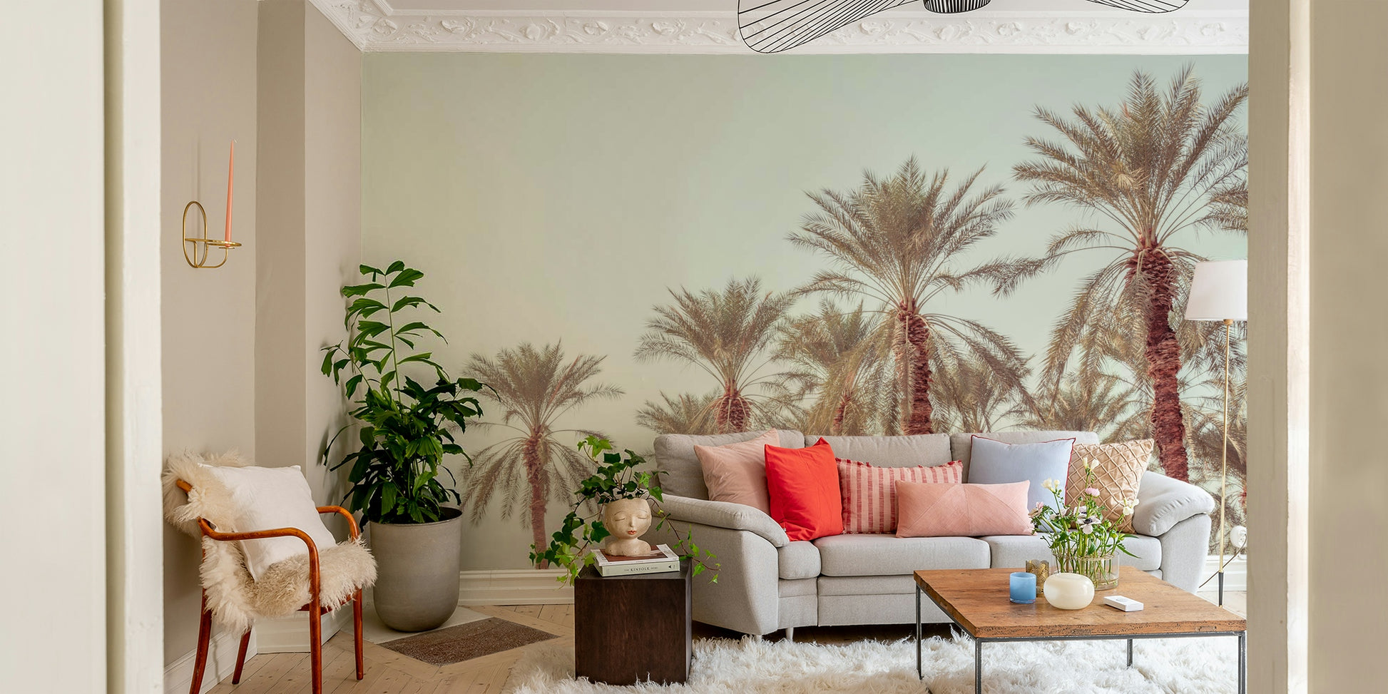 Calming palm mural

