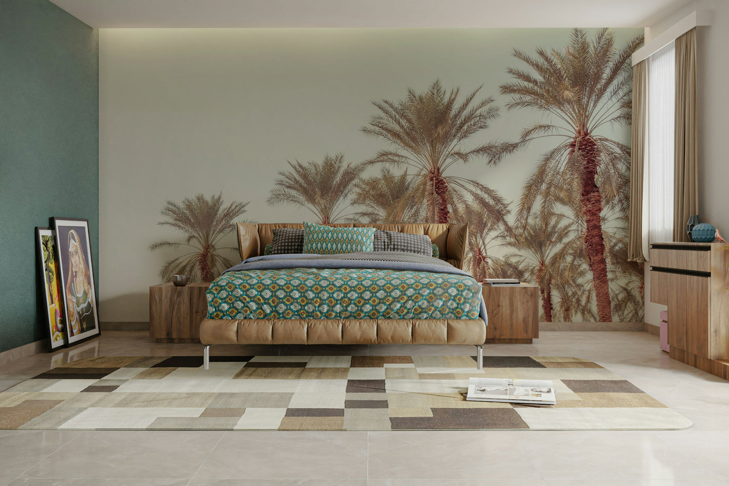 Tranquil palm tree mural

