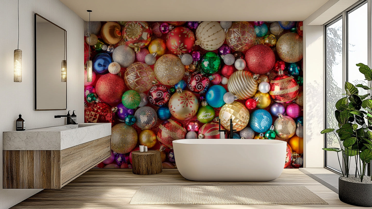 Red and gold bauble wallpaper for walls


