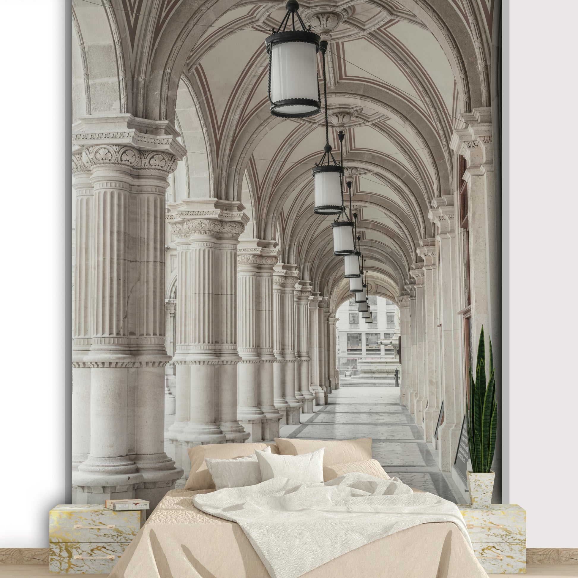 Wall mural showing Vienna opera house corridor

