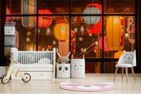 Traditional Chinese lantern wallpaper scene

