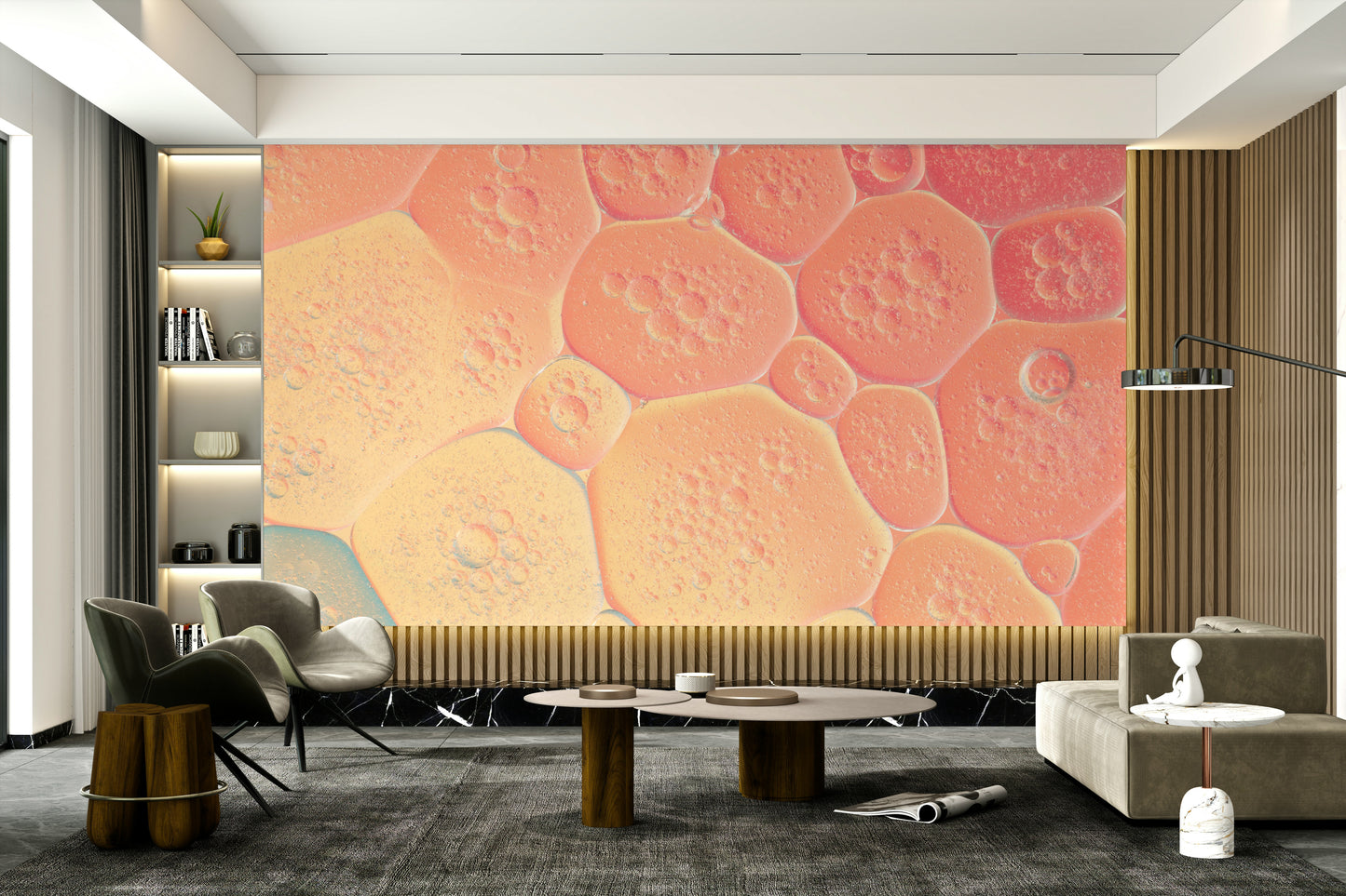 Soft gradient wallpaper with abstract bubble shapes.

