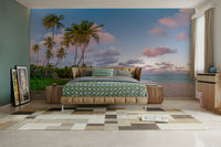 Coastal sunset mural wallpaper for peaceful interiors.

