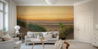 Beach mural with dune grass and soft sky for relaxing interiors.

