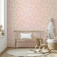 Geometric pink triangle wallpaper with soft color palette.

