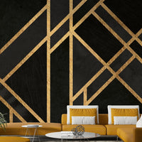 City-style black mural featuring classic Art Deco flair.


