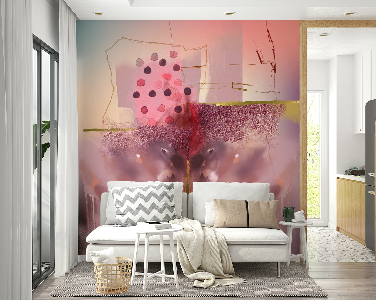 Modern abstract mural titled Analysis of Life (detail) for bold interiors.

