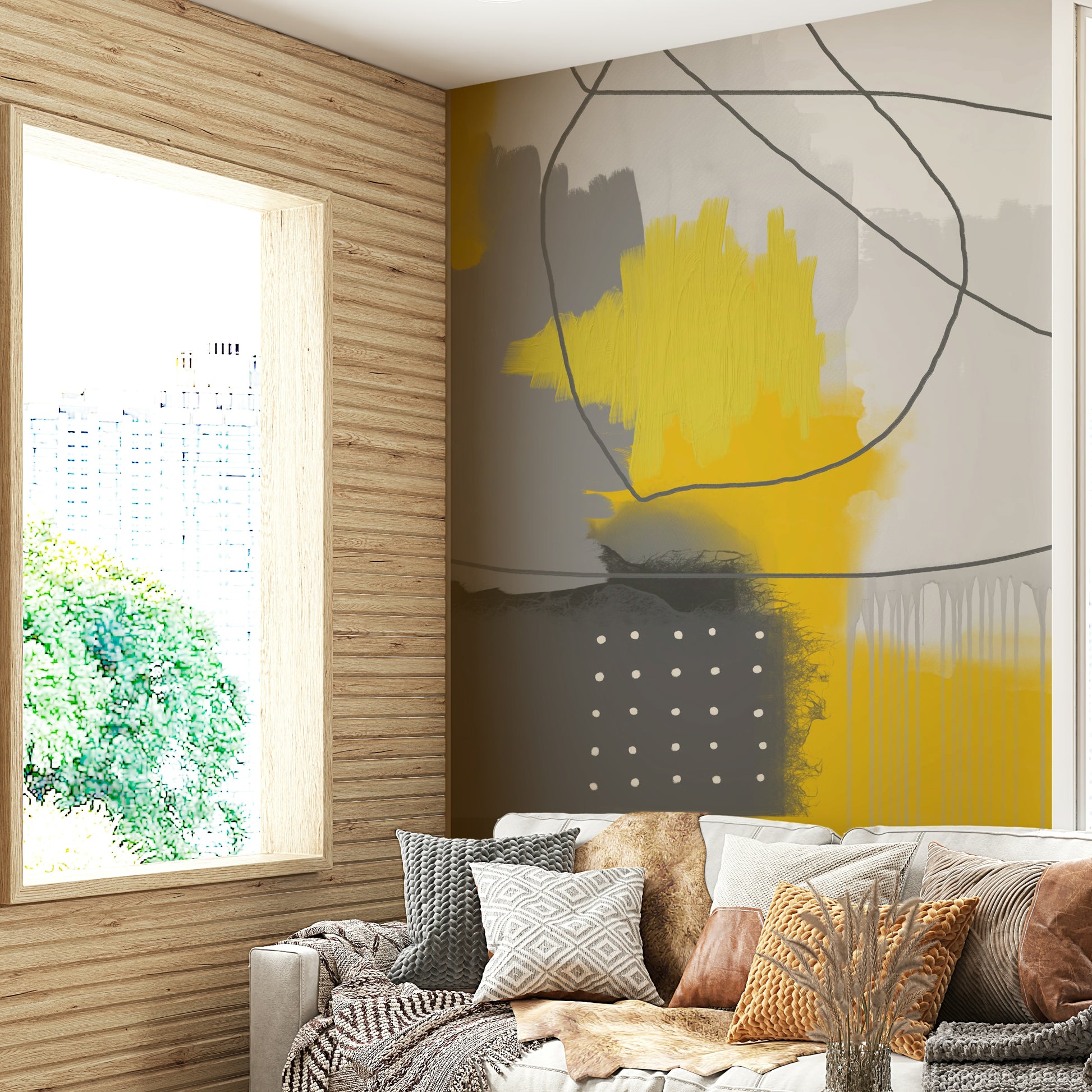 Luxury grey gold wall mural

