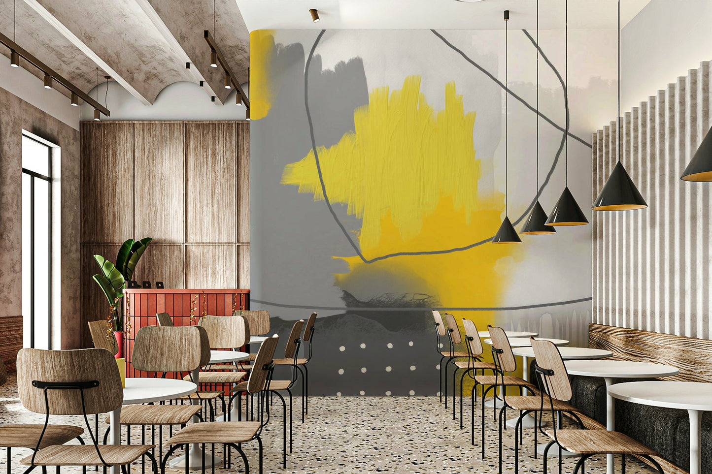 Modern grey and gold mural

