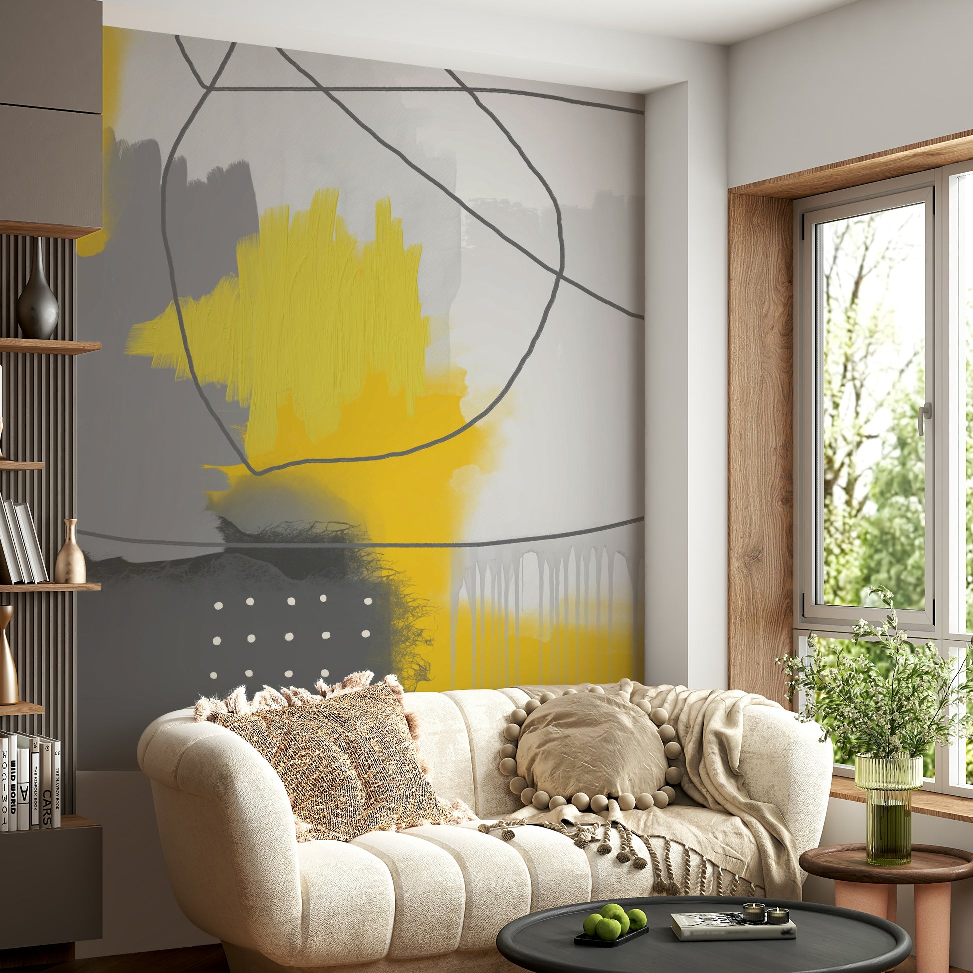 Elegant gold and grey wall mural

