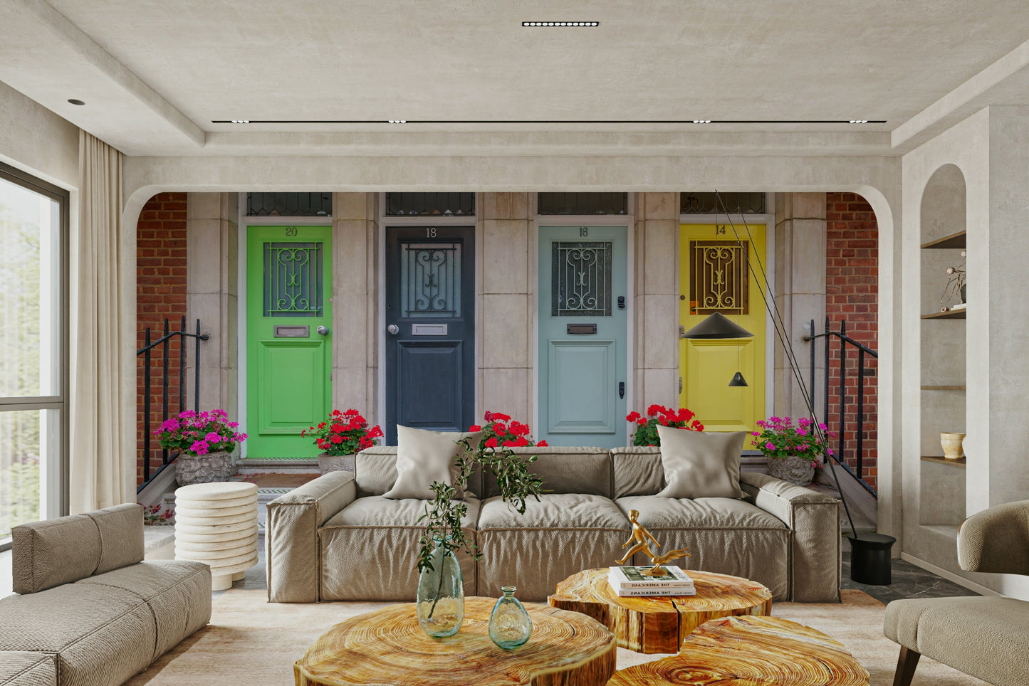 Front door scene with flowers

