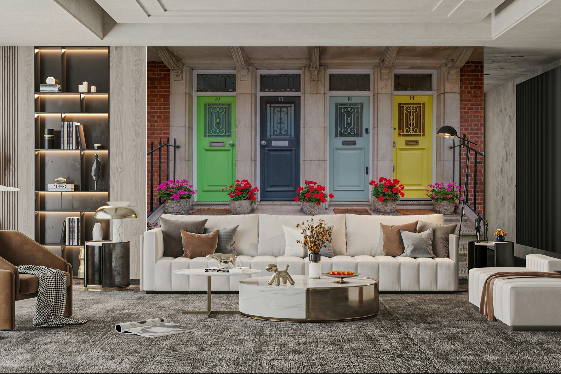 Lively home entryway mural

