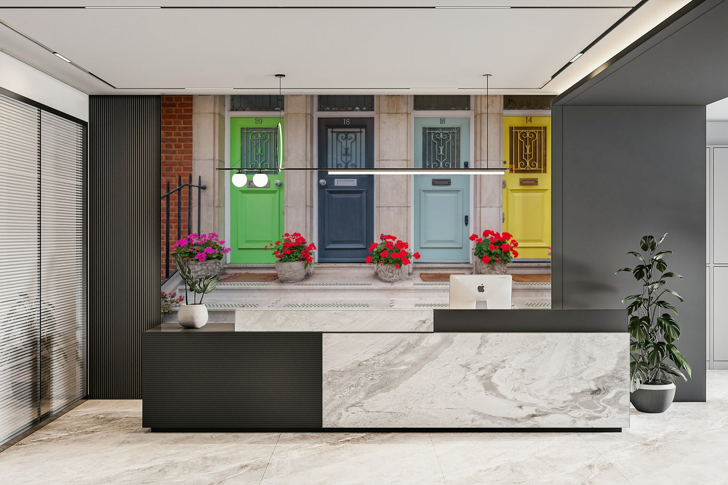 Colorful front doors mural

