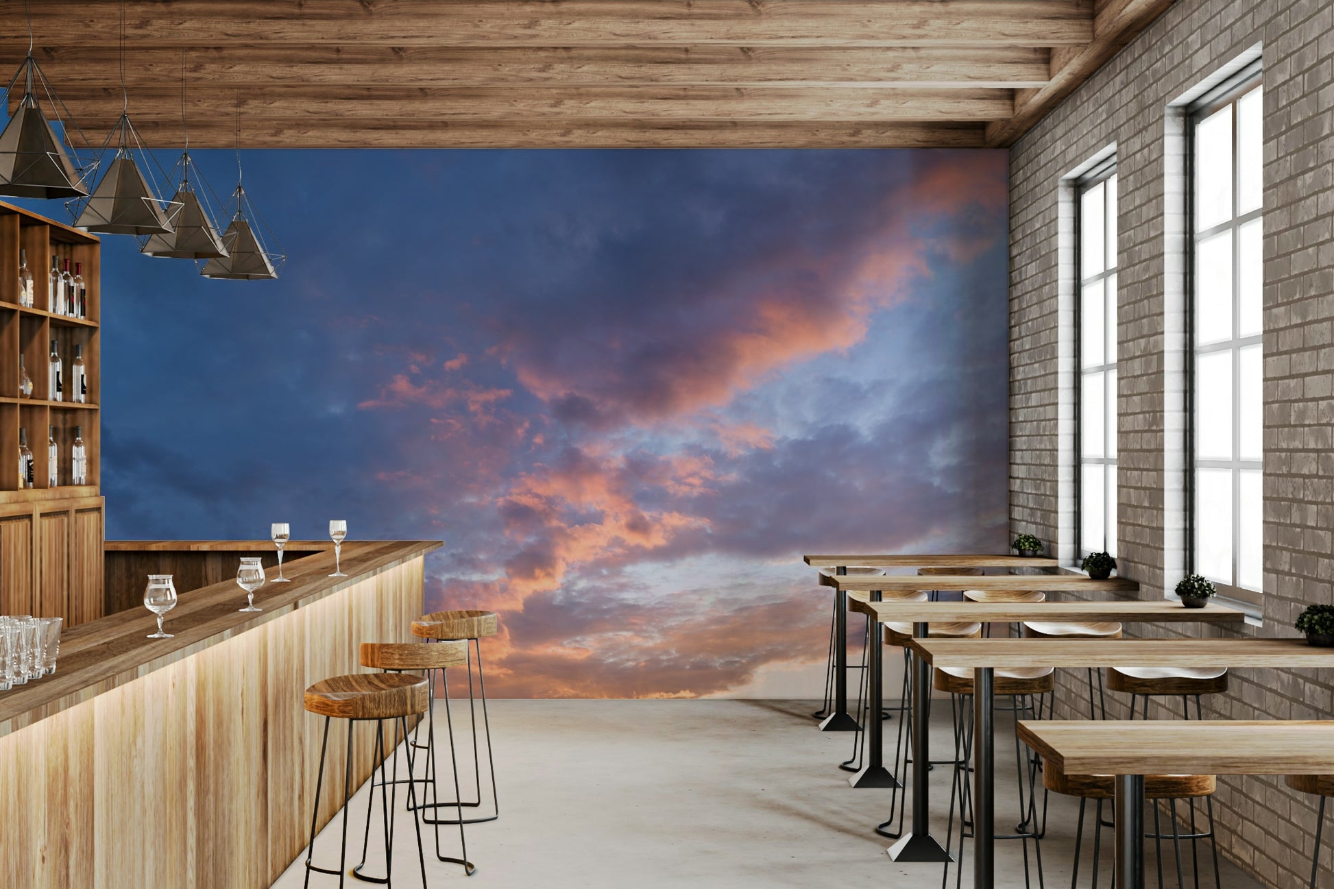 Soft evening sky wall mural

